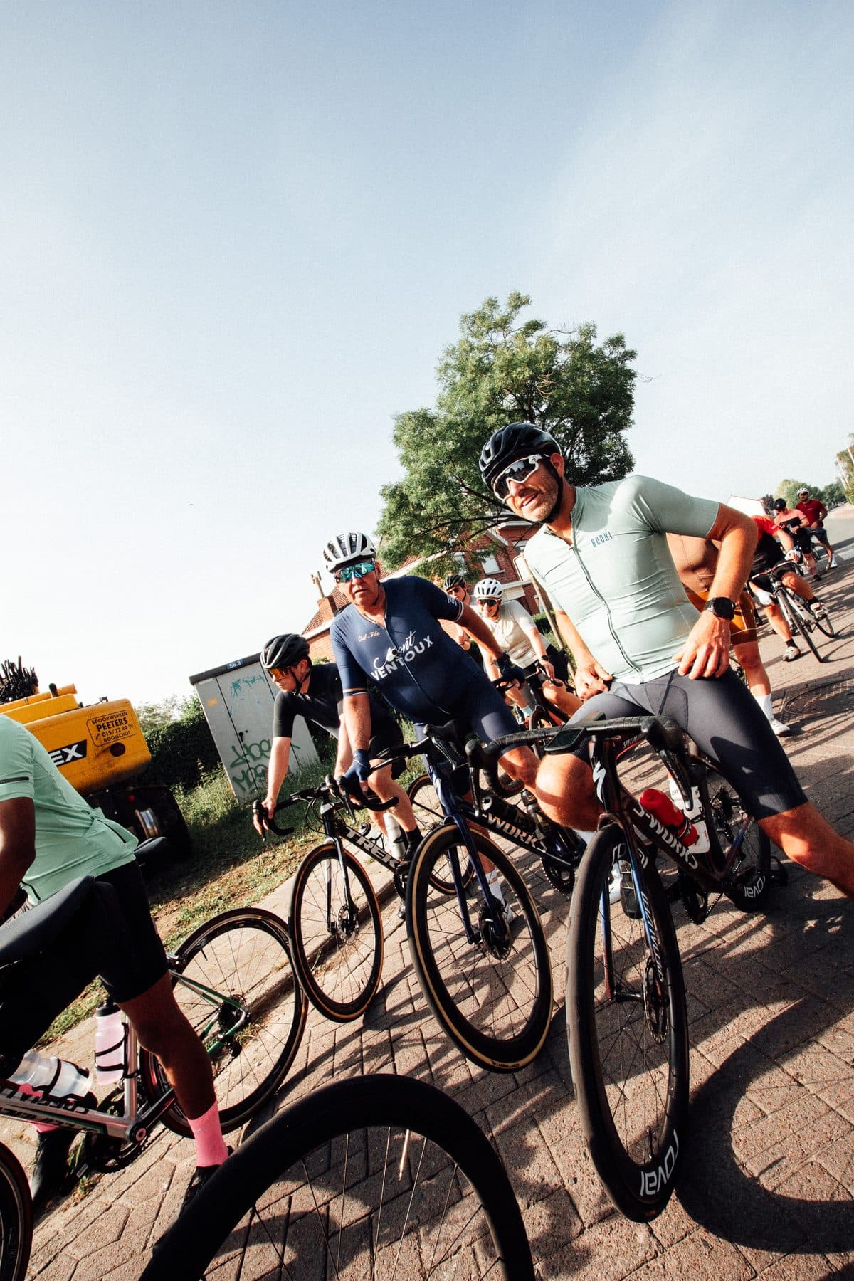 HYTX athletes together after a group ride in Antwerp